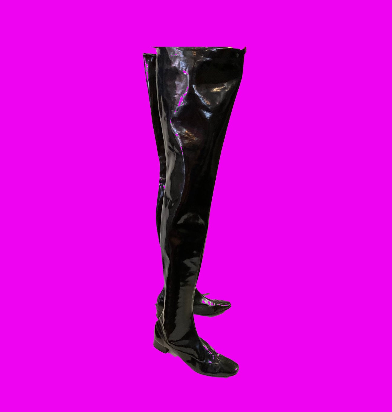 1960s thigh high gogo black boots Size 8 narrow | All The Rage Vintage