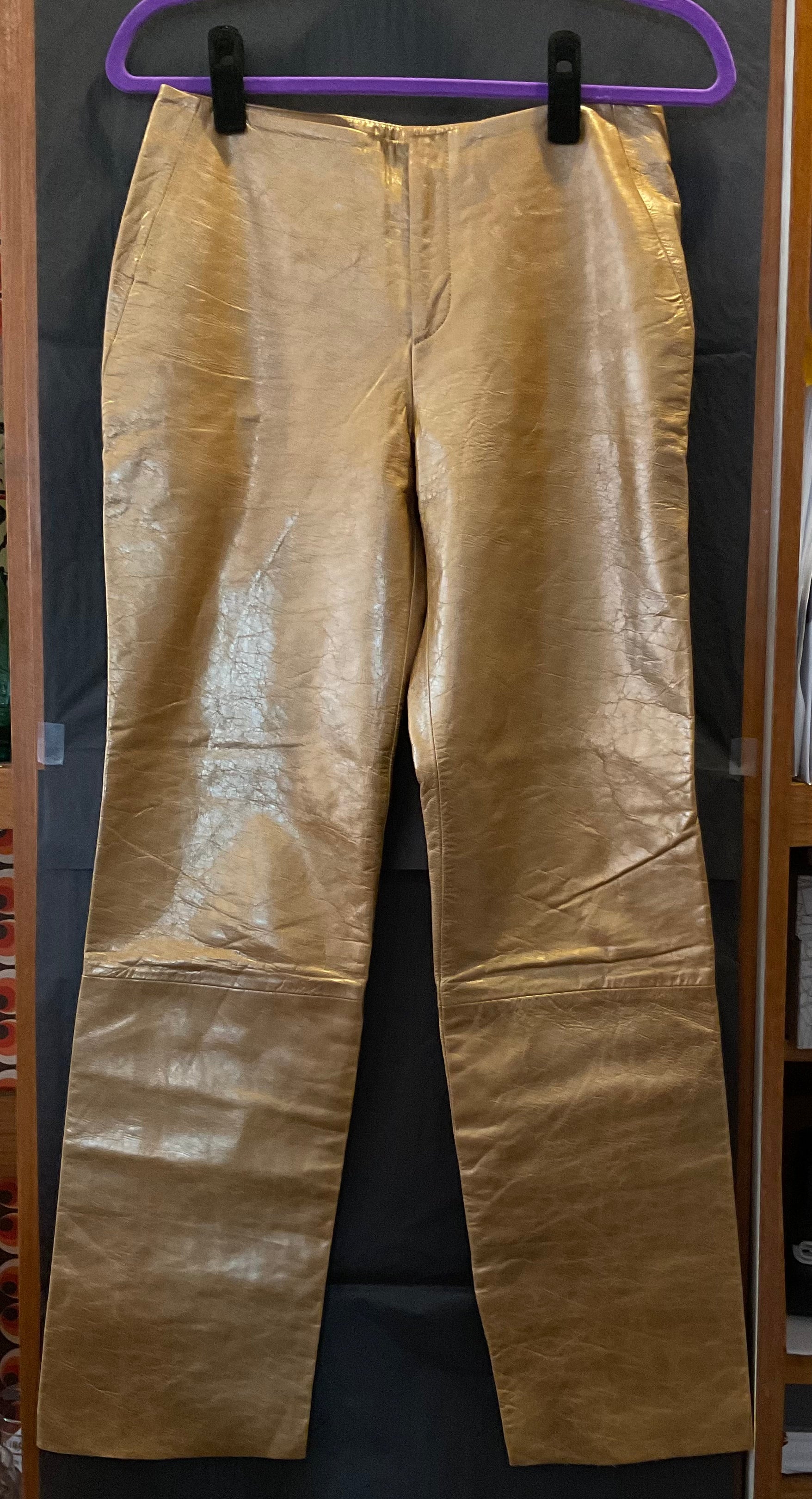 Zkozptok Men's Punk Retro Gothic Pants Slim Fit Casual Solid Color Leather  Pants Summer Trousers,Gold,M - Walmart.com